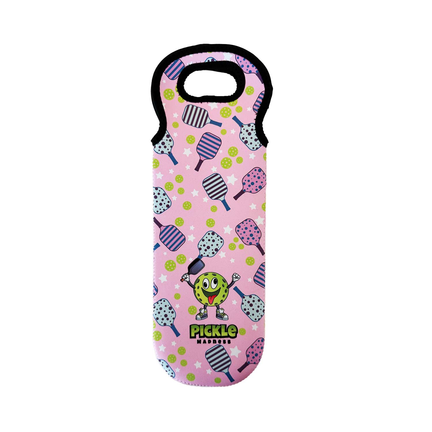 Single Bottle Wine Tote - Cute Pickleball Pink